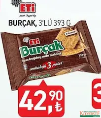 ETİ BURÇAK BİSKÜVİ 3'LÜ 393 G ETİ BURÇAK BİSKÜVİ 3'LÜ 393 G